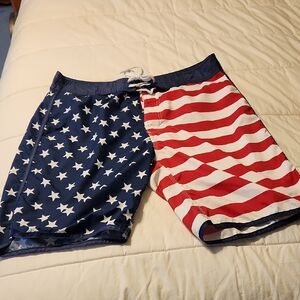 Patriotic Swim Trunks with Stars and Stripes